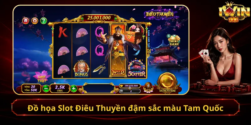 Đồ họa Slot Điêu Thuyền đậm sắc màu Tam Quốc