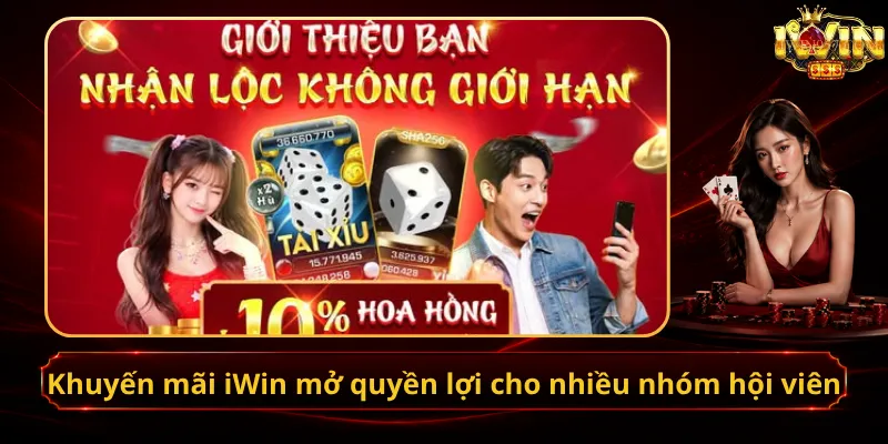 Khuyến mãi iWin mở quyền lợi cho nhiều nhóm hội viên