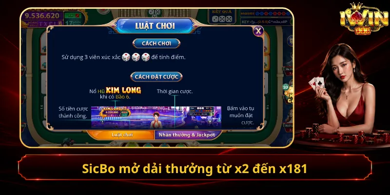 SicBo mở dải thưởng từ x2 đến x181