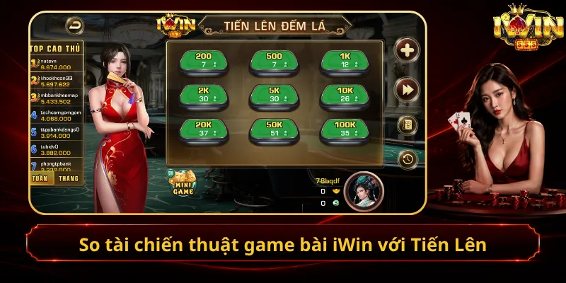 So tài chiến thuật game bài iWin với Tiến Lên